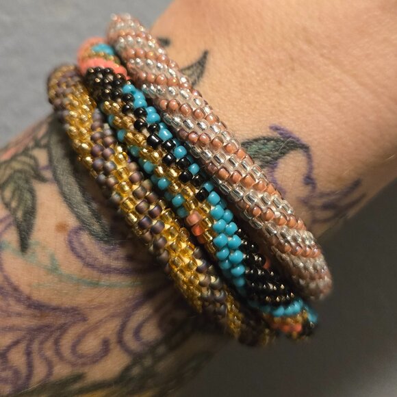 Sashka Crocheted Nepal Bracelets (set of 3) bohemian coastal cowgirl vibes - Picture 1 of 4